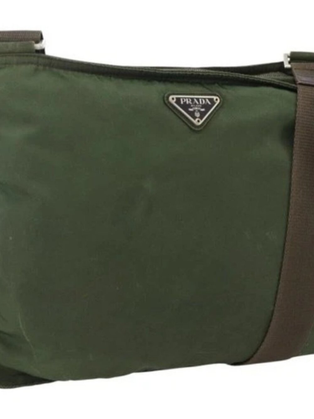 PRADA Shoulder Bag Nylon Green Silver Auth 172849